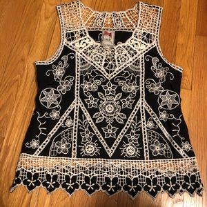 Yoana Baraschi black and white lace top.  Size M.